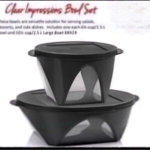 Tupperware Black Clear Impressions Bowl Set